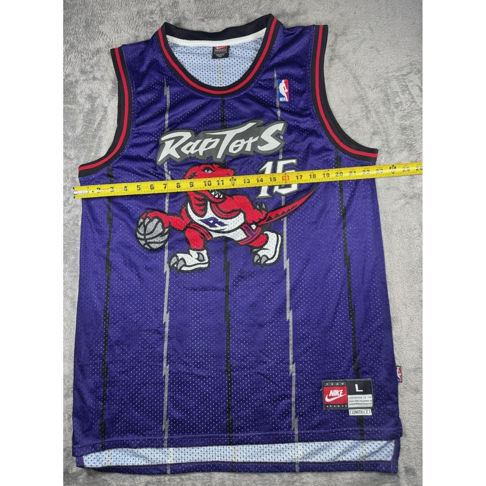 VTG Nike Vince Carter #15 Toronto Raptors Jersey Dino Purple Size L +2 Y2K NBA - Picture 4 of 16